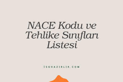 NACE Kodu ve Tehlike Sınıfları Listesi 9 NACE Kodu ve Tehlike Sınıfları Listesi